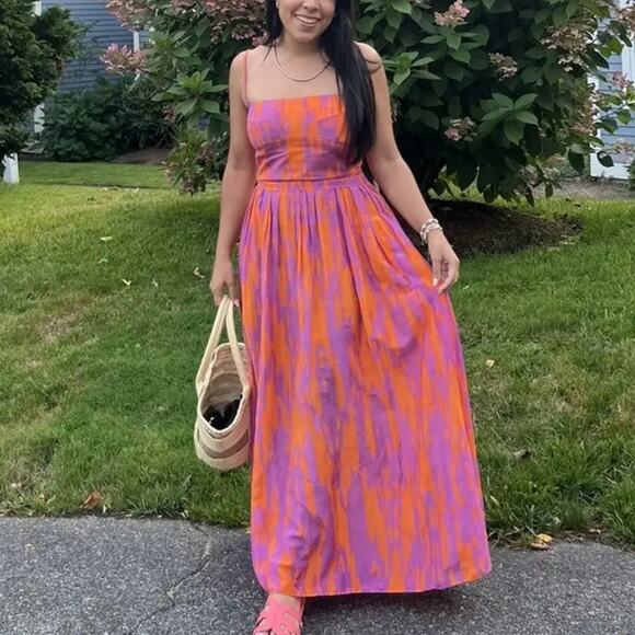 Maria Cher Pink Midi Slip Dress XS Smocked Silk Vacation Romantic Sundress $500 - Picture 7 of 14